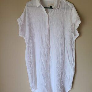 Universal Thread  Gauze Button-Front Midi Shirtdress Tunic Cover up, Size M